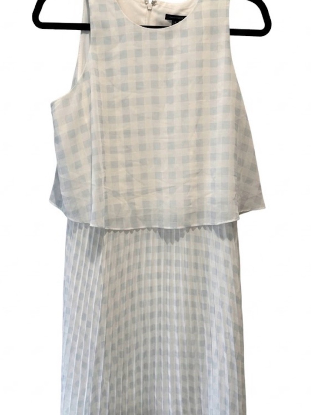 Ann Taylor Light Blue Gingham Sleeveless Layered Dress
